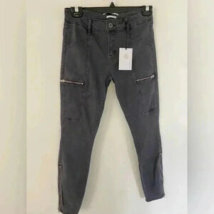 NWT PISTOLA Women's Topanga Cargo Zipper Skinny Jeans Faded Gray Pants Size 27